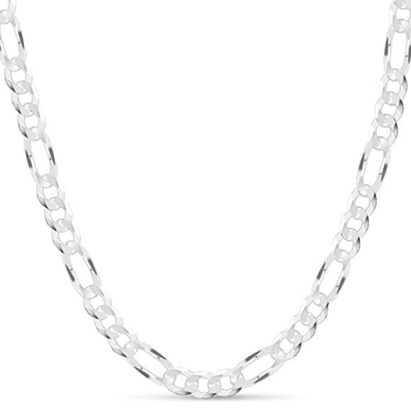 925 Sterling Silver 8mm Italian Solid Figaro Link Chain Necklace - Picture 1 of 9